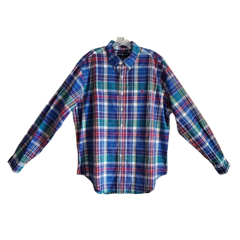 Polo Ralph Lauren Men’s Blue Green Plaid Button-Down Shirt